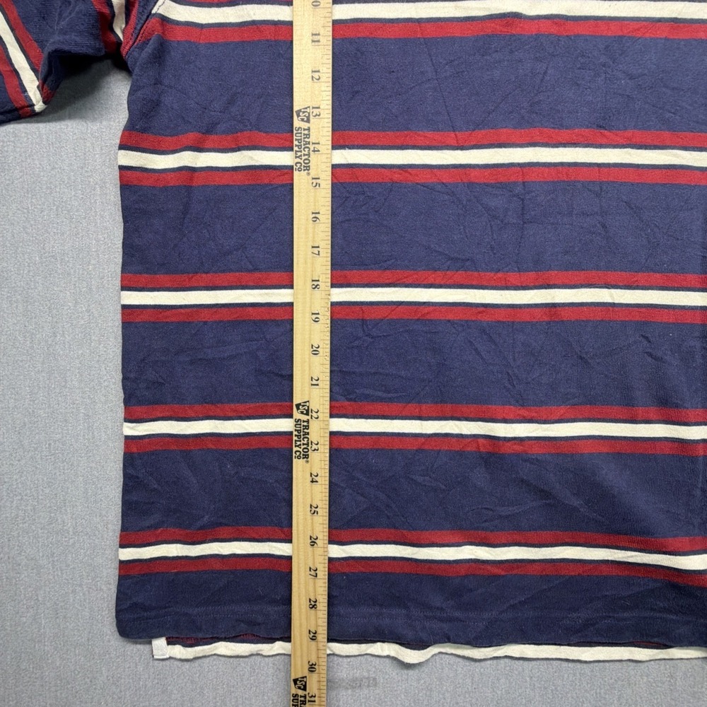 Vintage LL Bean Rugby Shirt Mens Large Navy Blue Striped Long Sleeve - Picture 6 of 7